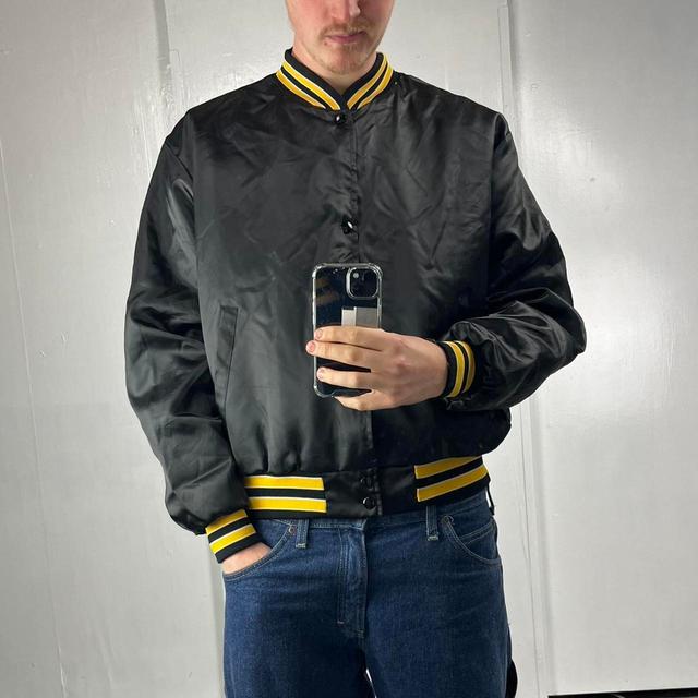 American Vintage Men's Bomber Jacket - Black/Yellow - XL on Productcaster.