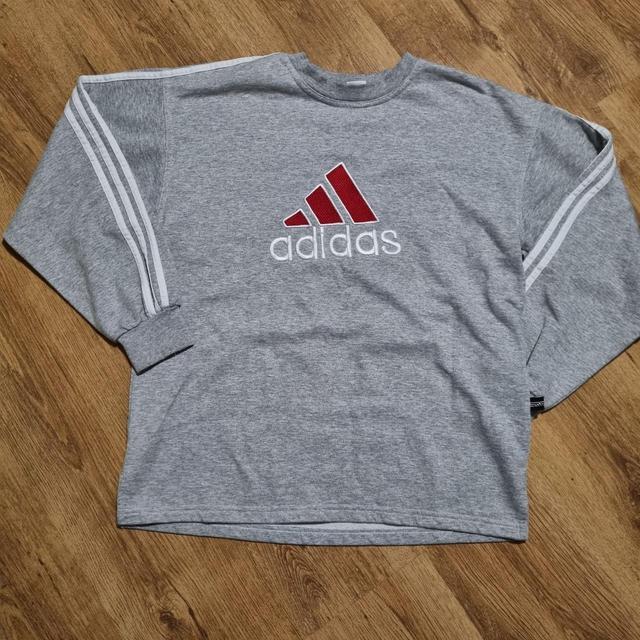 Adidas Men's Jumper - Grey/Red - M on Productcaster.