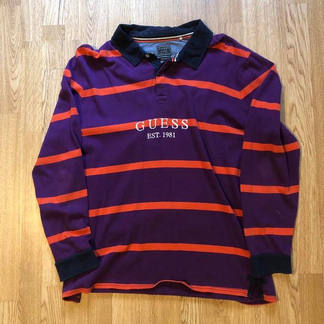 Guess Men's Polo shirt - Purple/Orange - XL on Productcaster.