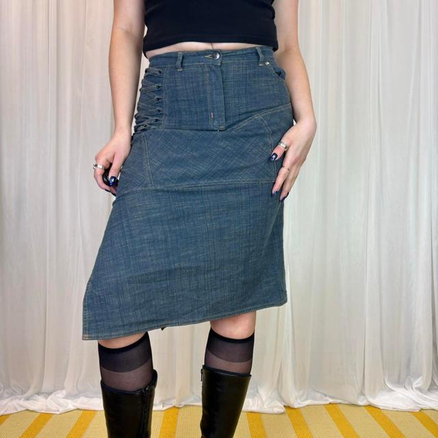 Vintage Women's Midi Skirt - Blue/Navy - 27" on Productcaster.