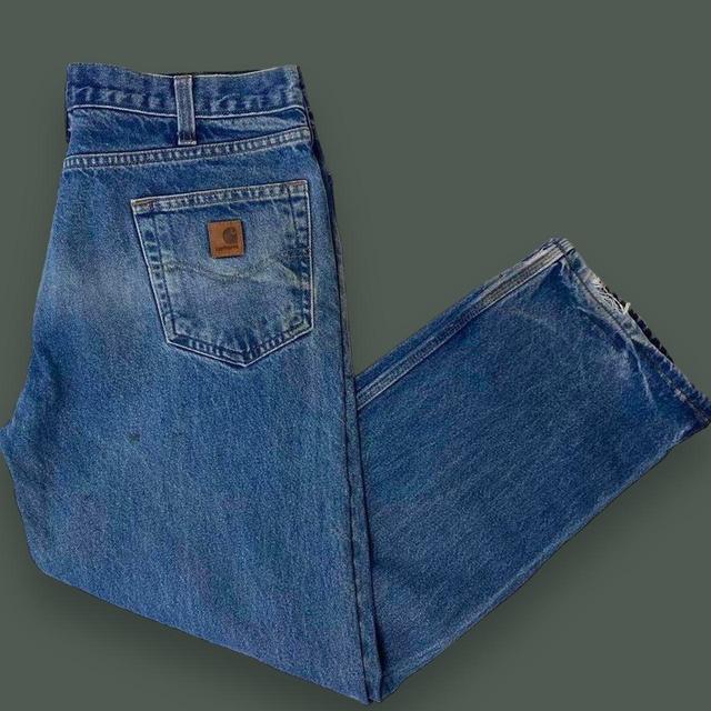 Carhartt Men's Straight leg Distressed Jeans - Blue - 36" on Productcaster.