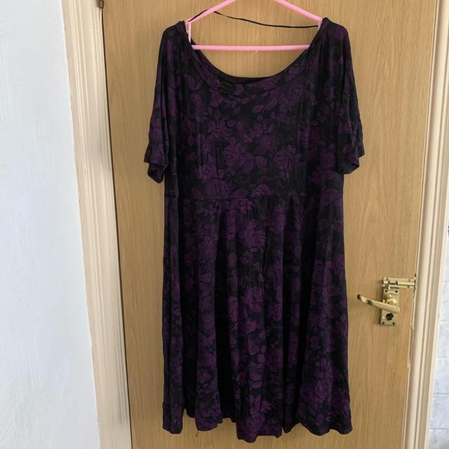 Yours Clothing Women's A-line Dress - Purple/Black - 22 on Productcaster.