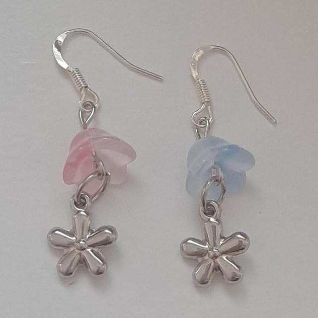 Custom Women's Earrings - Pink/Blue on Productcaster.