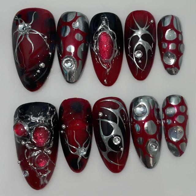 Handmade False nails - Red/Multi on Productcaster.