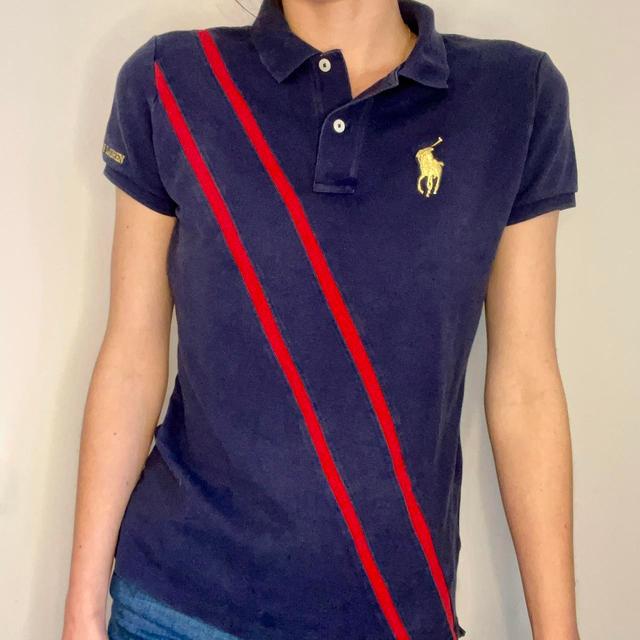 Ralph Lauren Women's Polo shirt - Navy/Red - 10 on Productcaster.