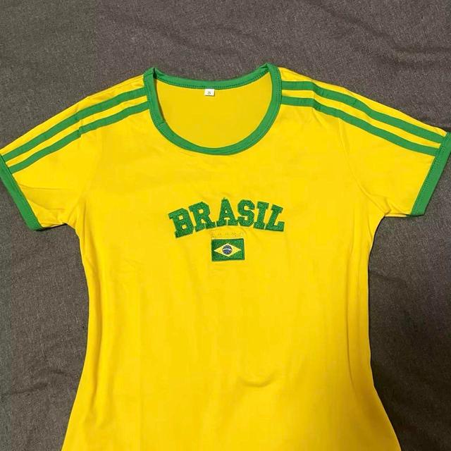 Vintage Women's Crop top - Yellow/Green - L on Productcaster.