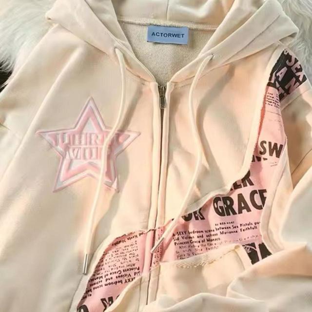 Women's Hoodie - Pink/Cream - S on Productcaster.