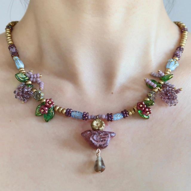 Handmade Women's Necklace - Purple/Gold on Productcaster.