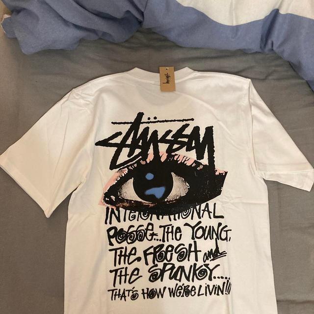 Stüssy Men's T-shirt - White - S on Productcaster.