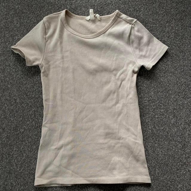 H&M Women's T-shirt - Cream/Tan - S on Productcaster.