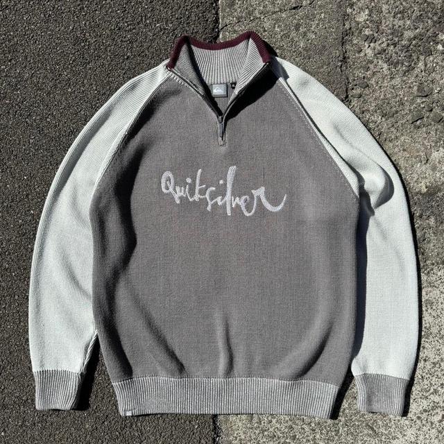 Quiksilver Men's Jumper - Grey/Burgundy - XL on Productcaster.