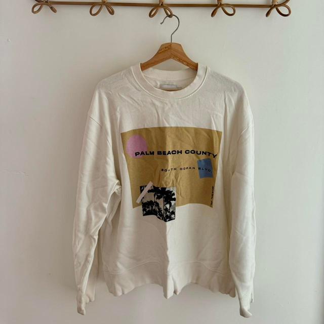 Topman Men's Sweatshirt - White/Tan - L on Productcaster.