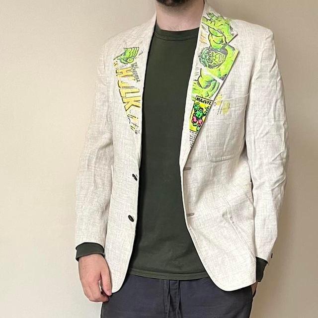 Marvel Men's Blazer Jacket - Cream - M on Productcaster.