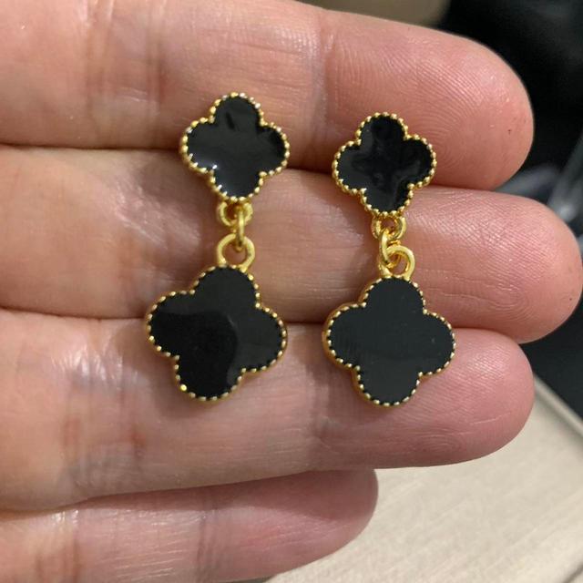 Custom Women's Earrings - Black/Gold on Productcaster.