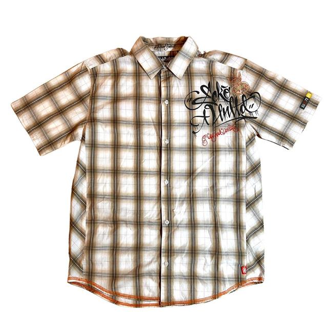 Vintage Men's Shirt - Brown/White - S on Productcaster.