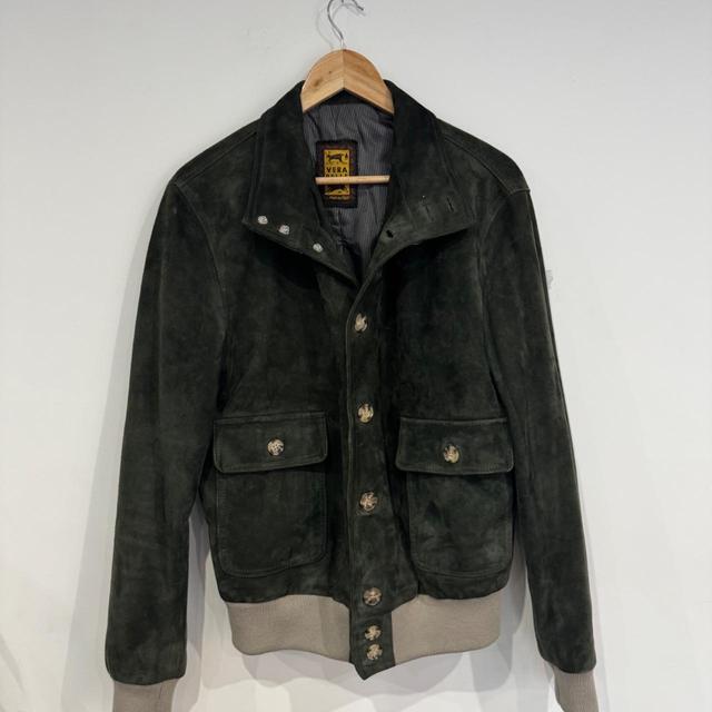 Vintage Men's Casual Jacket - Green/Black - M on Productcaster.