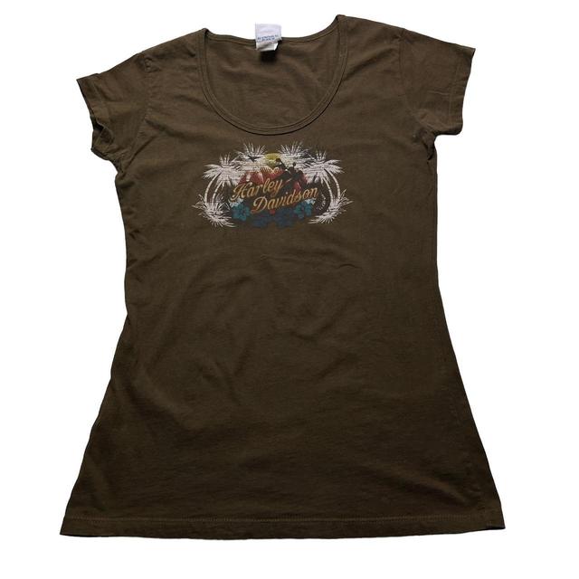 Harley Davidson Women's T-shirt - Khaki/Green - L on Productcaster.