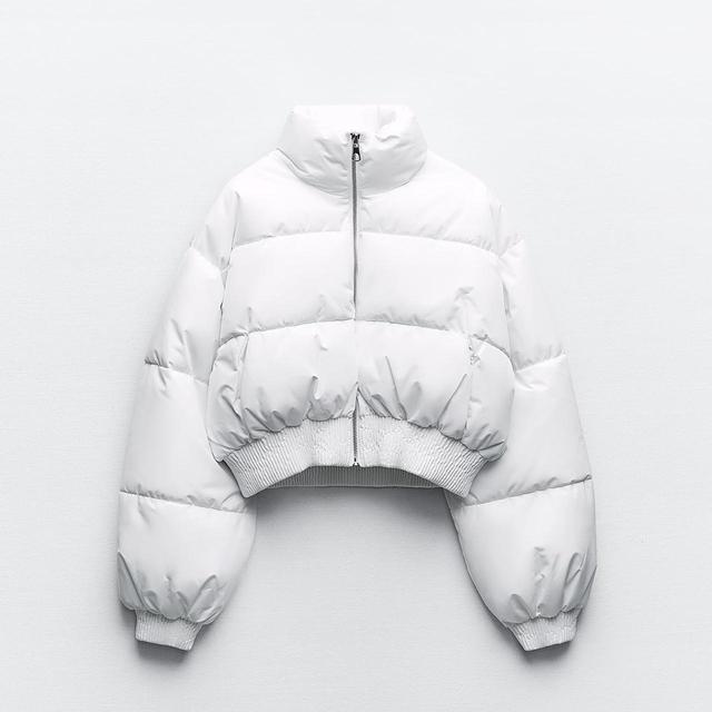 Zara Women's Puffer Jacket - White - M on Productcaster.