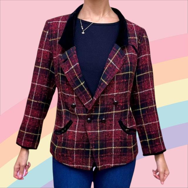 Vintage Women's Tailored jacket - Red/Burgundy - S on Productcaster.