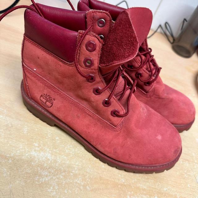 Timberland Women's Leather Boots - Red/Burgundy - UK 5 on Productcaster.