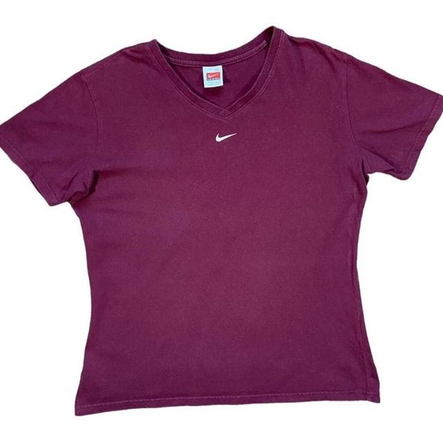 Nike Women's T-shirt - Burgundy/White - M on Productcaster.