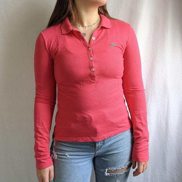 Lacoste Women's T-shirt - Pink/Green - S on Productcaster.