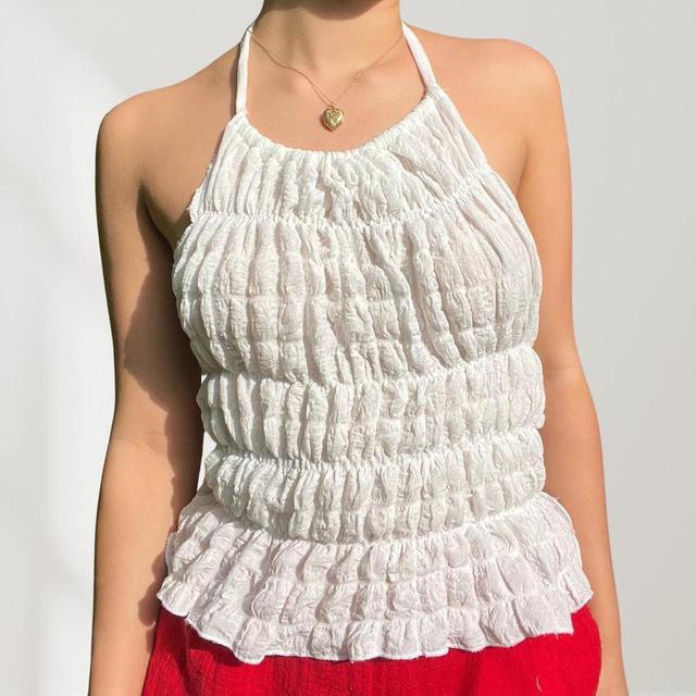 Handmade Women's Crop top - White - One size on Productcaster.