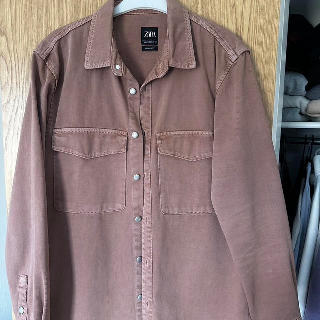 Zara Men's Shirt - Burgundy/Purple - L on Productcaster.