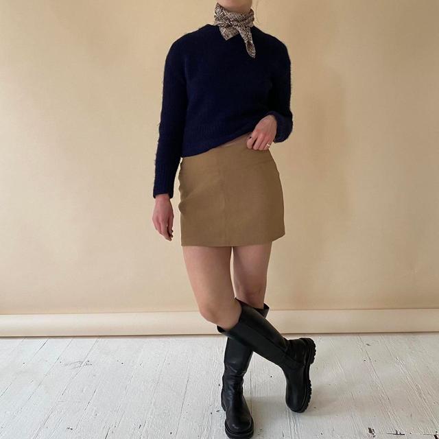 Vintage Women's Mini Skirt - Tan - S on Productcaster.