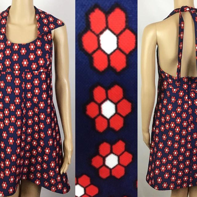 Vintage Women's Babydoll Dress - Red/Navy - 8 on Productcaster.