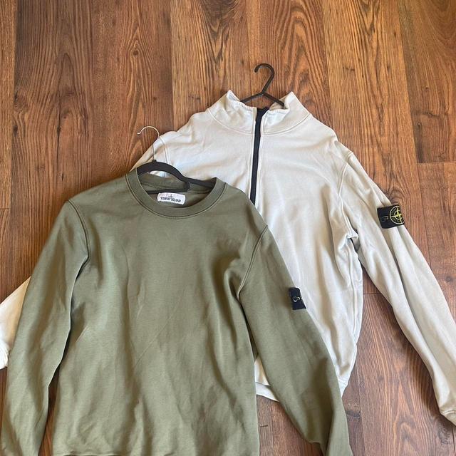 Stone Island Men's Jumper - Khaki/Grey - M on Productcaster.