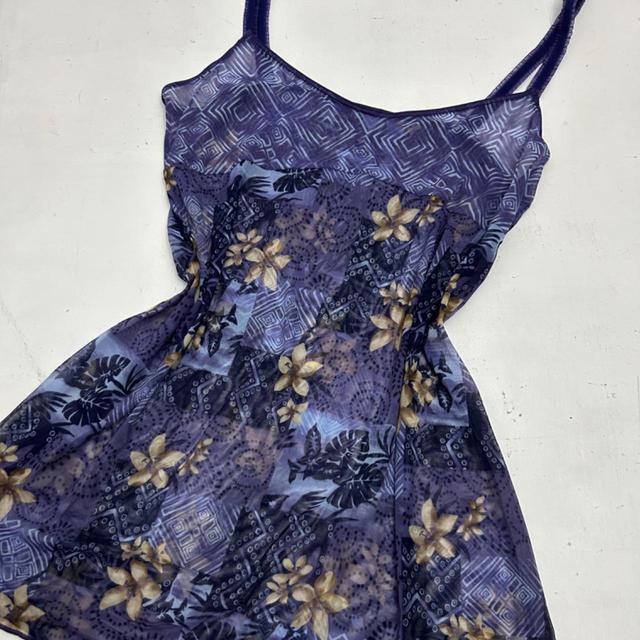 Vintage Women's Babydoll Dress - Navy/Purple - 8 on Productcaster.