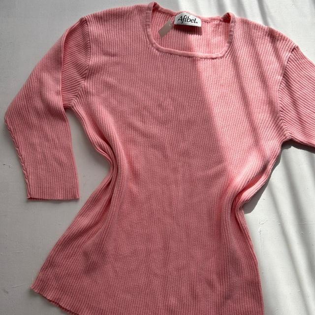 Vintage Women's Jumper - Pink/Cream - 12 on Productcaster.