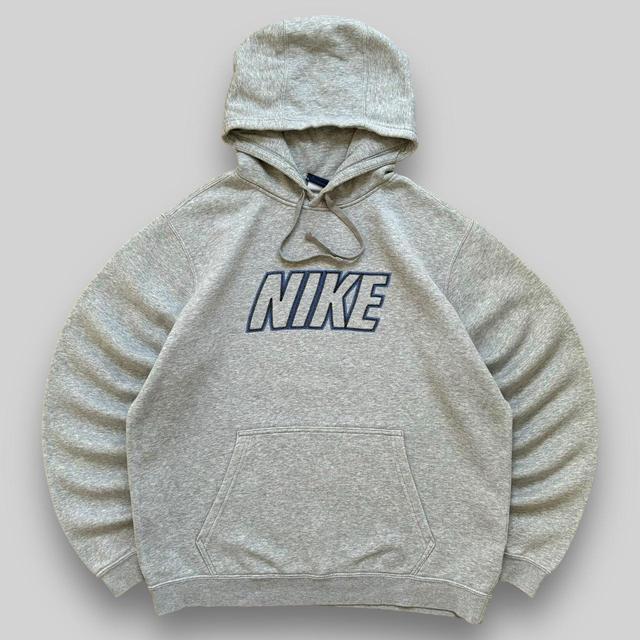 Nike Men's Hoodie - Grey/Navy - M on Productcaster.