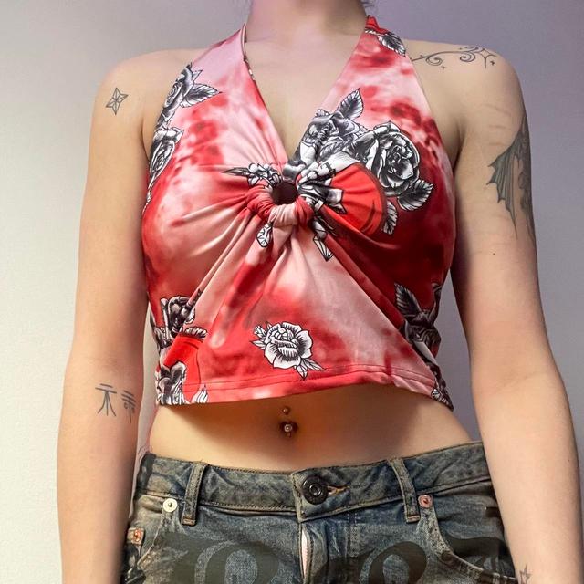 Urban Outfitters Women's Crop top - Red/Black - M on Productcaster.