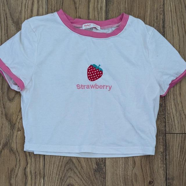 Romwe Women's Crop top - White/Pink - S on Productcaster.