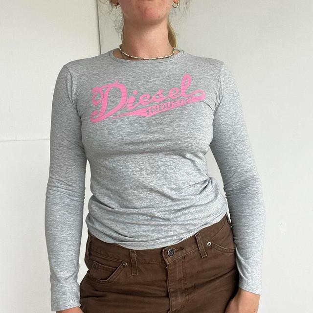 Diesel Women's T-shirt - Pink/Grey - 10 on Productcaster.