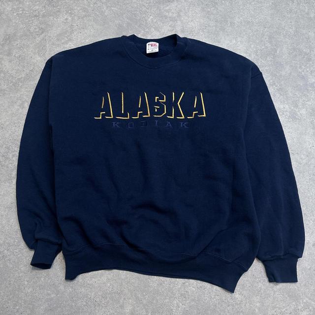 Vintage Men's Sweatshirt - Navy - L on Productcaster.