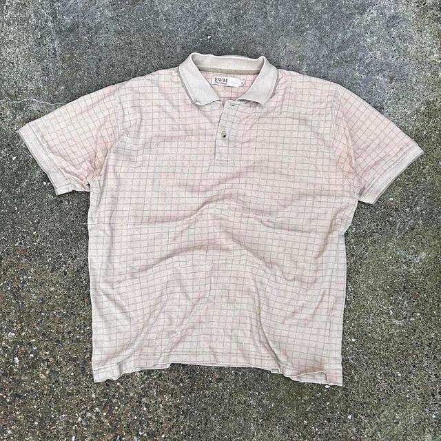 American Vintage Men's Polo shirt - Tan/Cream - L on Productcaster.