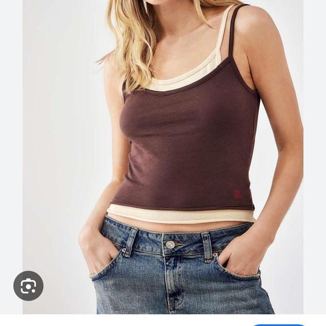 Urban Outfitters Women's Crop top - Brown/Cream - 6 on Productcaster.