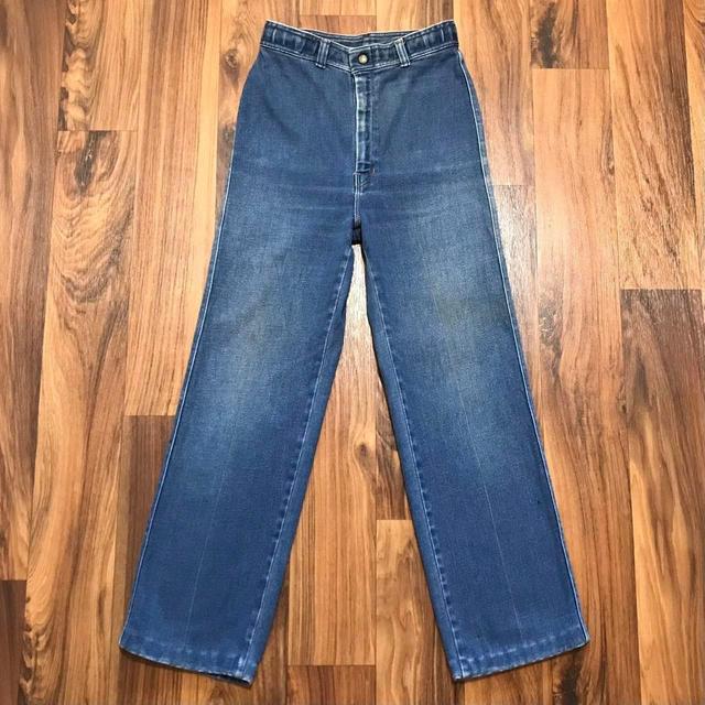 Vintage Women's High waisted Embroidered Jeans - Blue - 25" on Productcaster.