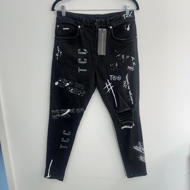 The Couture Club Men's Jeans - White/Black - 32" on Productcaster.