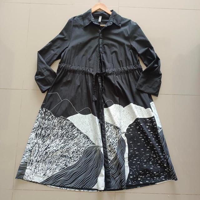 Preloved Women's Shirt Dress - Black/White - One size on Productcaster.