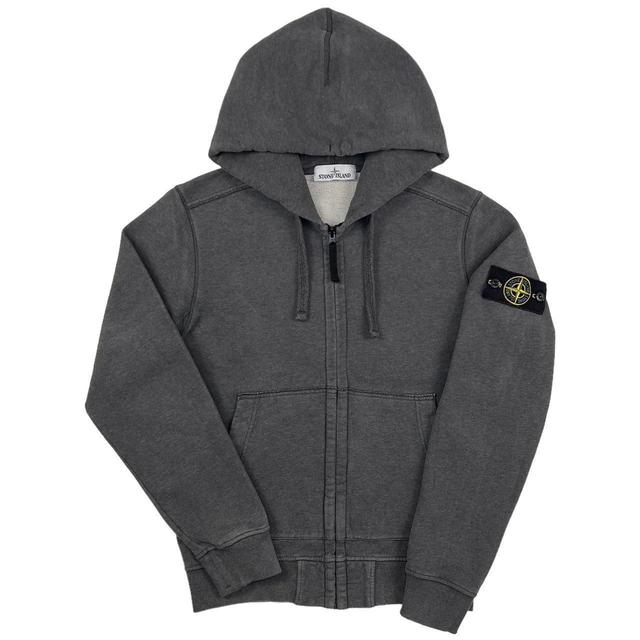 Stone Island Men's Hoodie - Grey/Black - S on Productcaster.