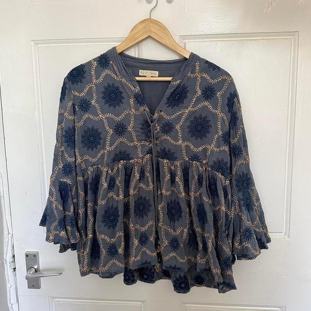 Unique Vintage Women's Blouse - Blue/Navy - L on Productcaster.