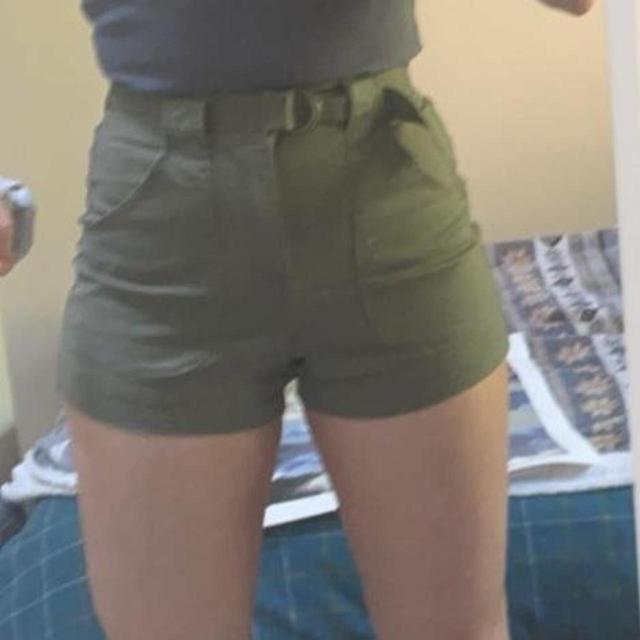 Hollister Co. Women's Shorts - Green/Khaki - S on Productcaster.