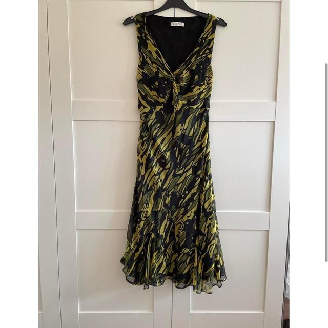 Vintage Women's Silk Dress - Green/Multi - 10 on Productcaster.