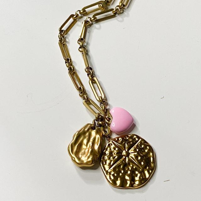 Handmade Women's Necklace - Gold/Pink on Productcaster.