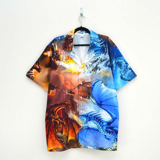 Vintage Men's Shirt - Blue/Orange - XXL on Productcaster.