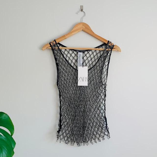 Zara Women's Top - Black/Silver - S on Productcaster.